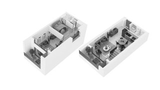 Планировка пентхауса 1 спальня в корпусе Array, ЖК Habitat № 11017